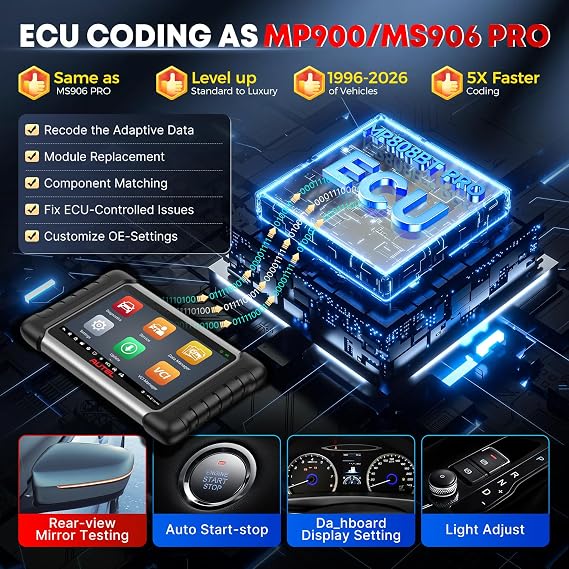 2026 Autel Scanner MaxiPRO MP808BT PRO KIT, 2 Years Update with 11PCS OBD Adapters, Function as MaxiSYS MS906 PRO MS906MAX MP900BT, Up of MS906BT MK900BT MK900, Bidirectional 3000+Test, 30+ Services