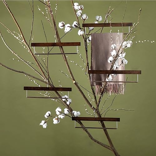 Vista 9 de ZOBER Percha para pantalones de madera vintage con barra, paquete de 20