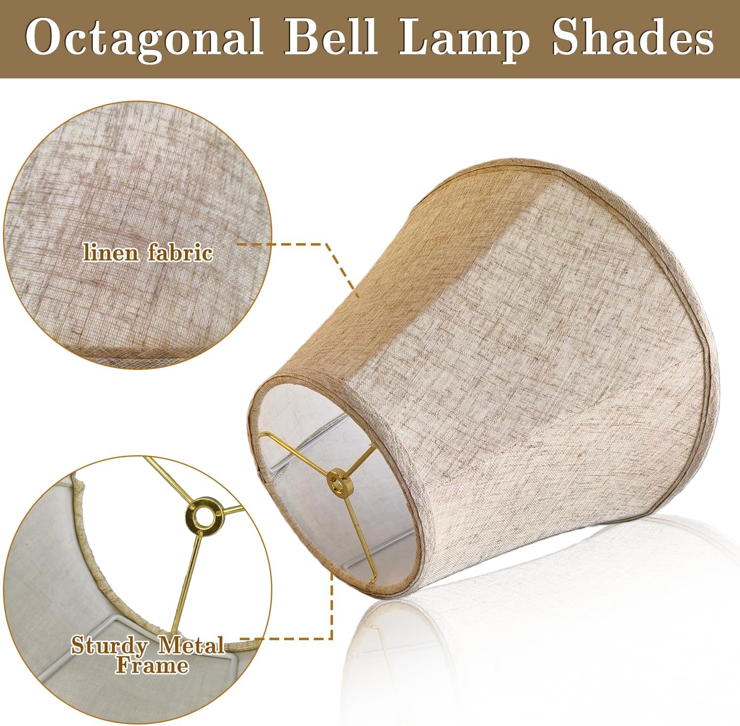Bell Lamp Shades, 6.7" x 13" x 9.5" Replacement Lampshades for Table & Floor Lamp, Natural Linen Hand Crafted Lamp Shades for Bedroom, Living Room (Bamboo yellow, Meduim Bell-1 Pack)