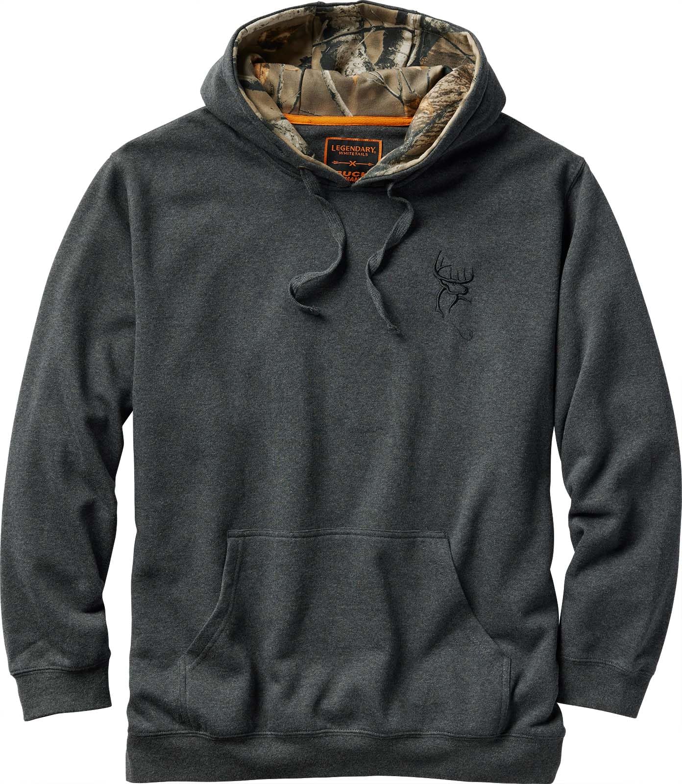 Legendary Whitetails Men's Charcoal Heather Buck Commander Trailhead Camo Hoodie, Xxl