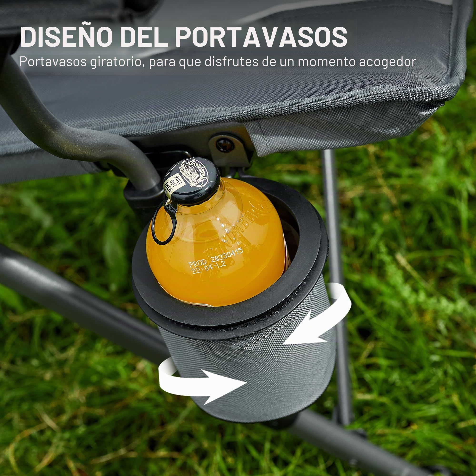Timber Ridge Silla de Camping Plegable 150 kg Respaldo Alto Silla Plegable portátil con portavasos Reposabrazos Duro Silla de Pesca para Camping, Picnic, jardín, balcón