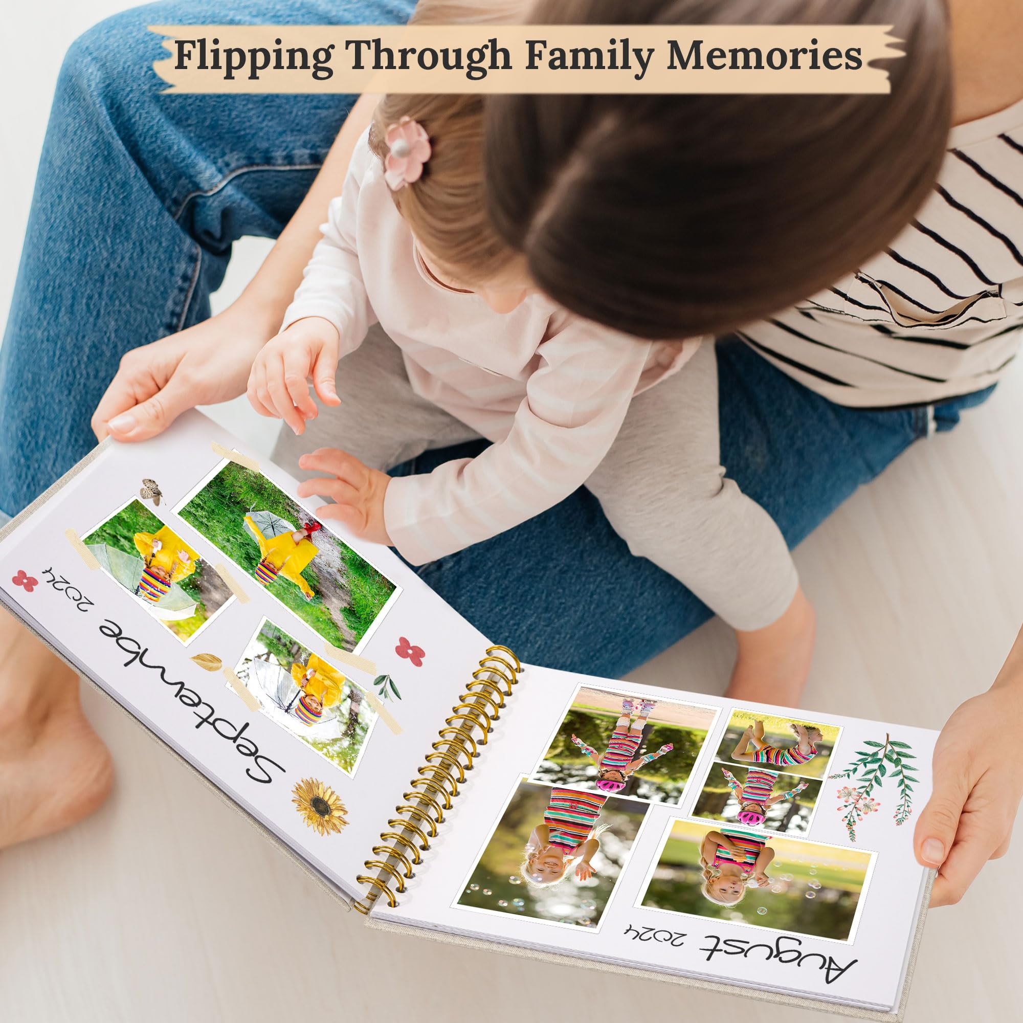 Álbum de fotos para álbum de recortes, cubierta de lino, 12 x 12 pulgadas, tapa dura, páginas blancas, libro de recuerdos, para viajes, bodas, libro de invitados, Navidad, baby shower (40