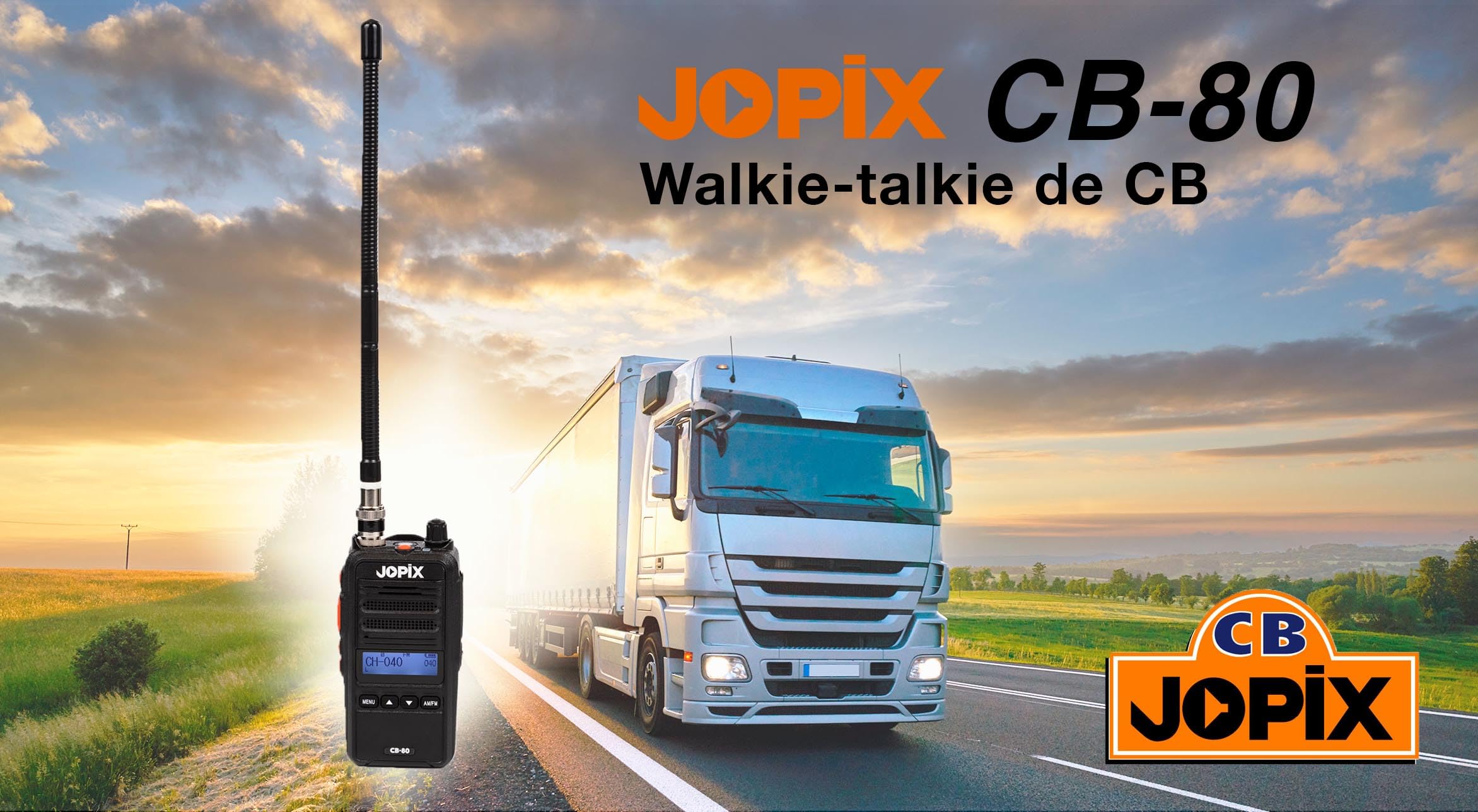 Jopix CB-80 Multi-Norm CB-Funk Handgerät - Tragbare 27 MHz CB-Funkgeräte AM/FM 4W Walkie-Talkie mit 2600mAh Li-Ion Akku