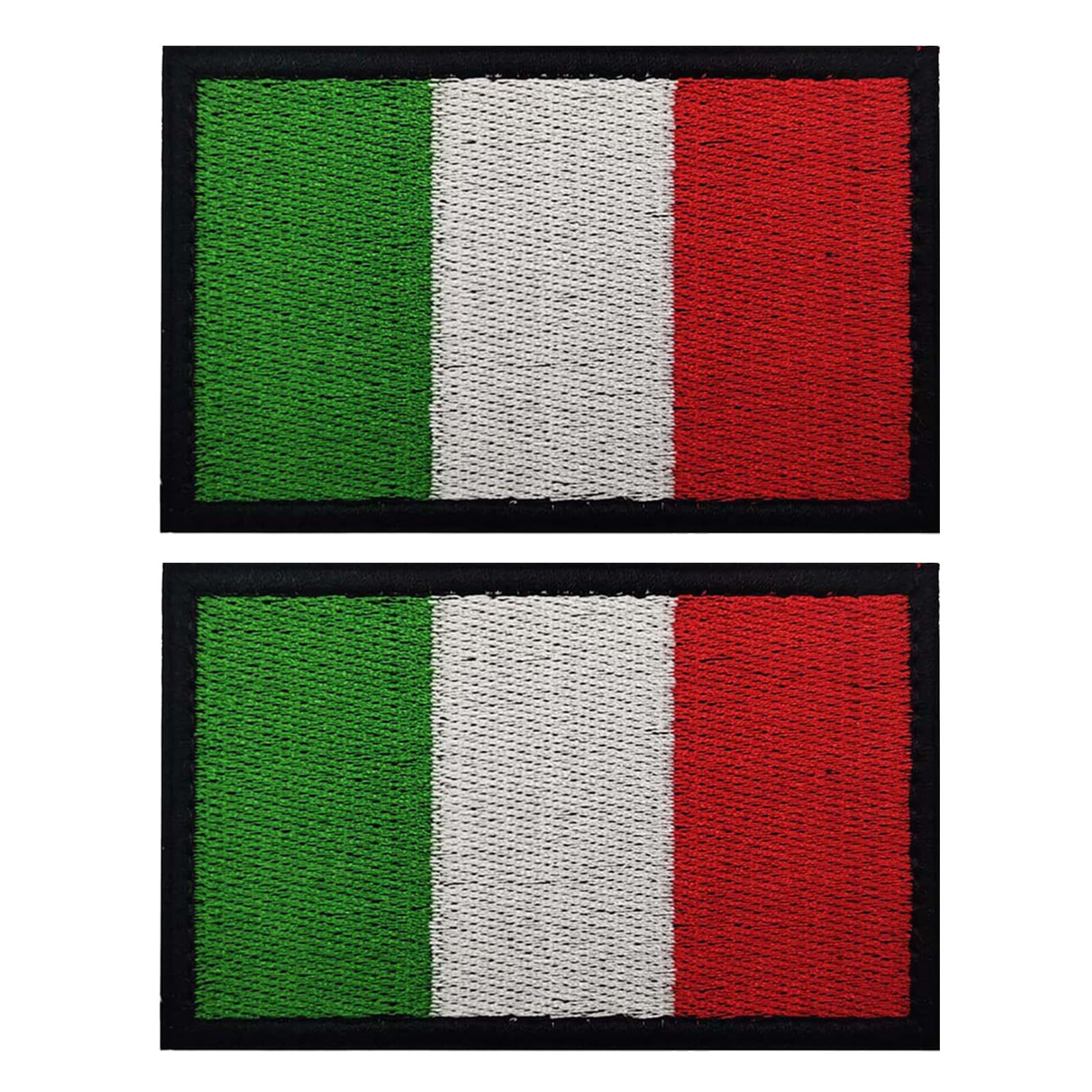 EmWoot 2PCS Italy Flag Patch Embroidered Morale Patch Military Tactical Patches Hook and Loop(Black Border)