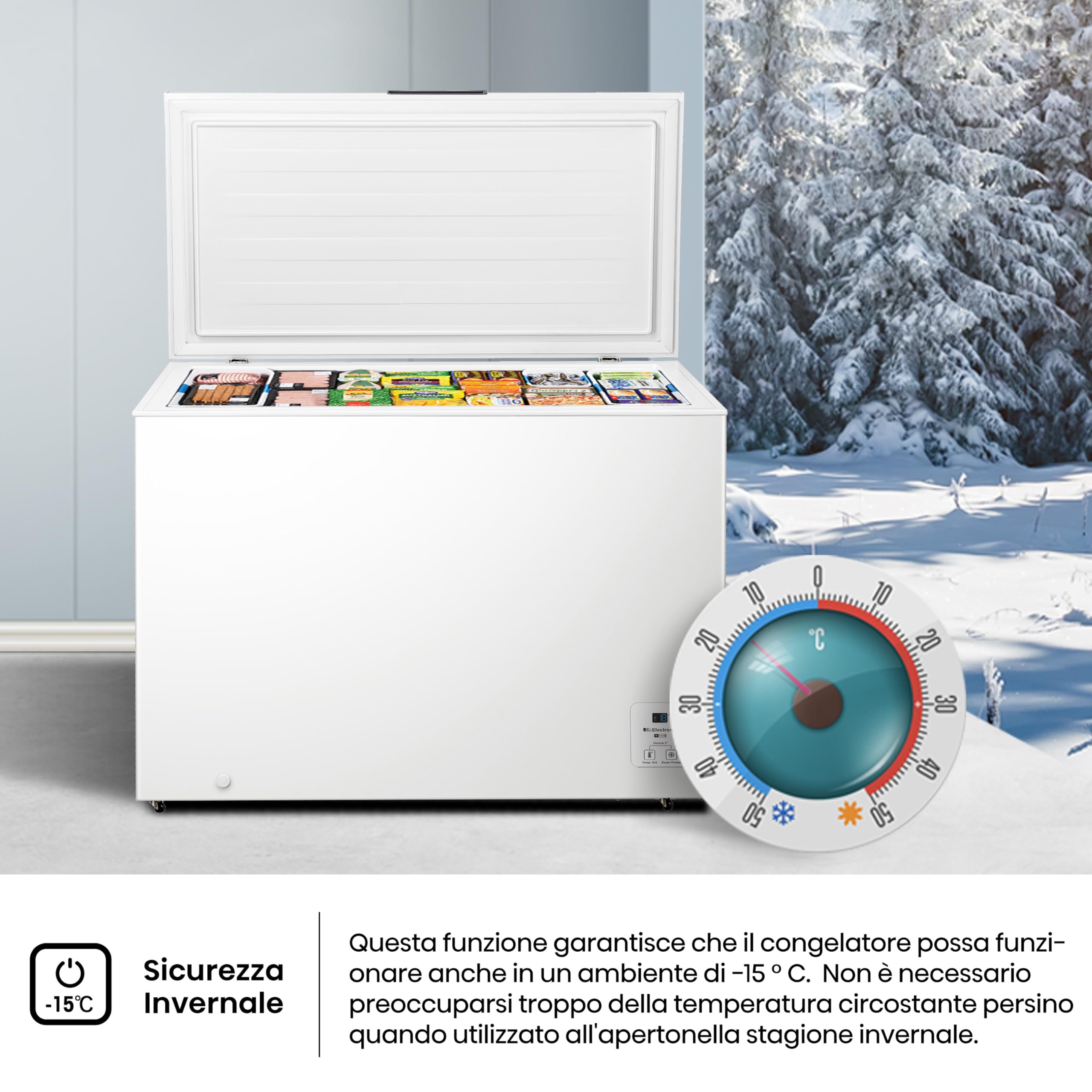 Hisense FC321D4AWLE Congelatore a Pozzo 248 L di capacità, Silenzioso 40 dB, Bianco, LxPxA 96,3x 63 x 84,7 cm