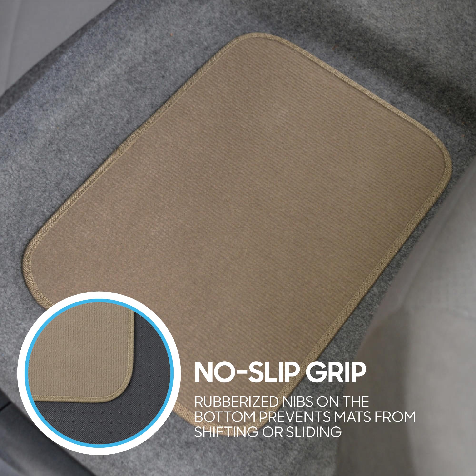 BDK Premium Medium Beige Carpet Floor Mats for Cars - Universal Fit Interior 4-Piece Car Mats Full Set — view 8