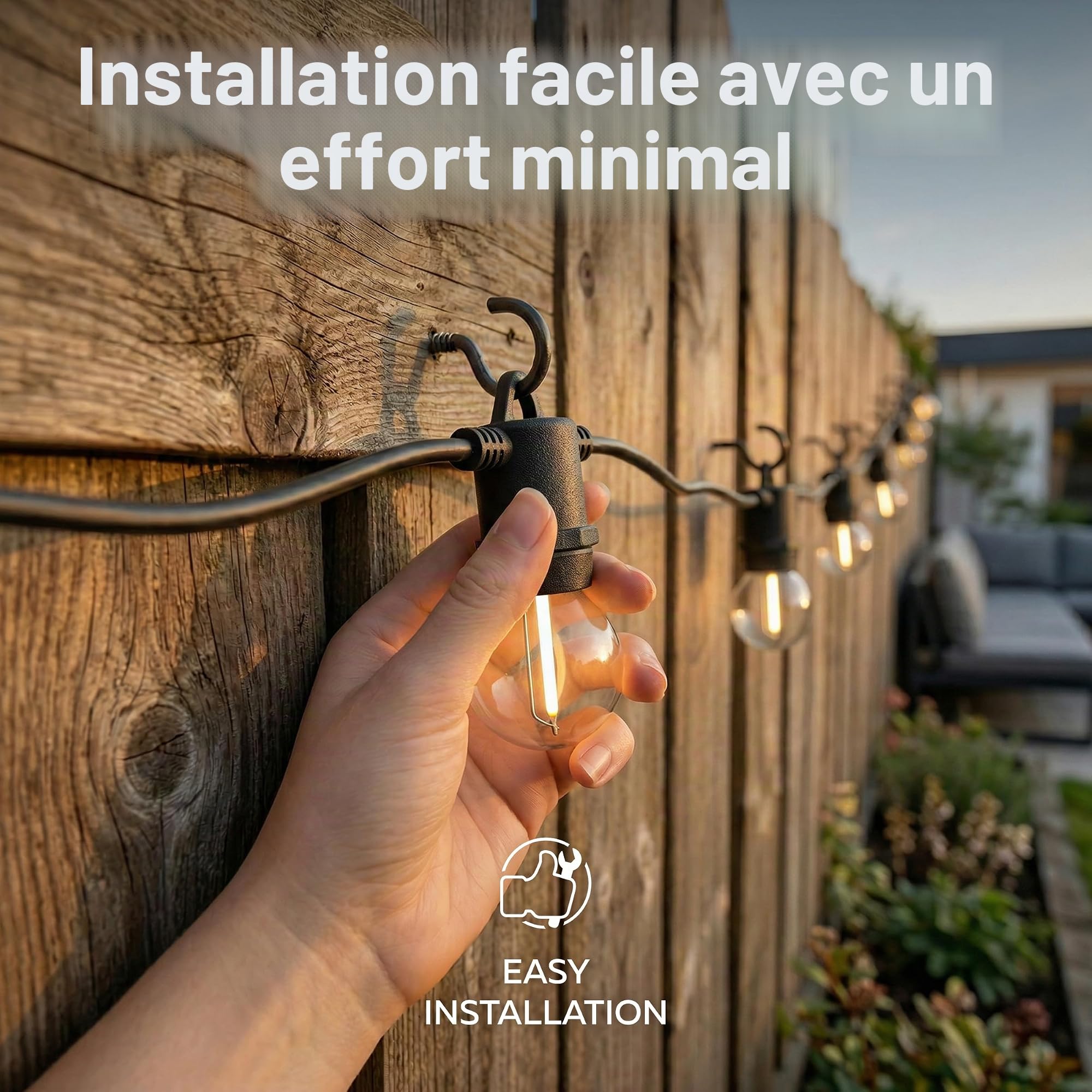 CALEX Vista Guirlande Solaire 10 m/33 pi, Éclairage LED de Jardin, 20 Ampoules, Guirlande Étanche IP44, Éclairage Chaleureux, Télécommande Incluse