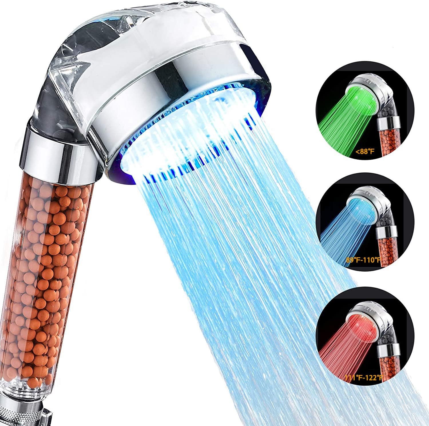 Led Shower Head, Color Changing Shower Head 3 Color Rainbow Colors LED