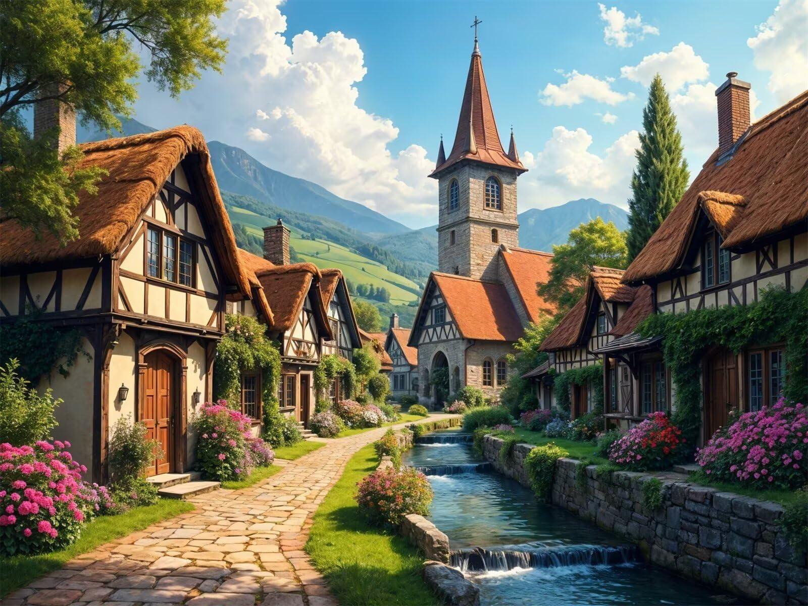 Puzzle 1314 Piezas Adultos Pueblo Rural, Rompecabezas Adultos Dificil 75x50cm, Estimula la Concentración y Antiestrés, Juego de Habilidad para Toda la Familia
