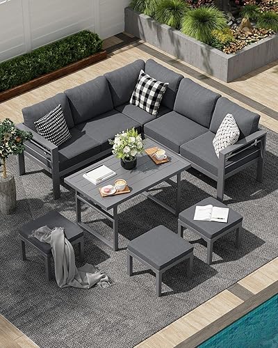 Aluminum Patio Furniture Set 8 Seats Modern Outdoor Furniture with