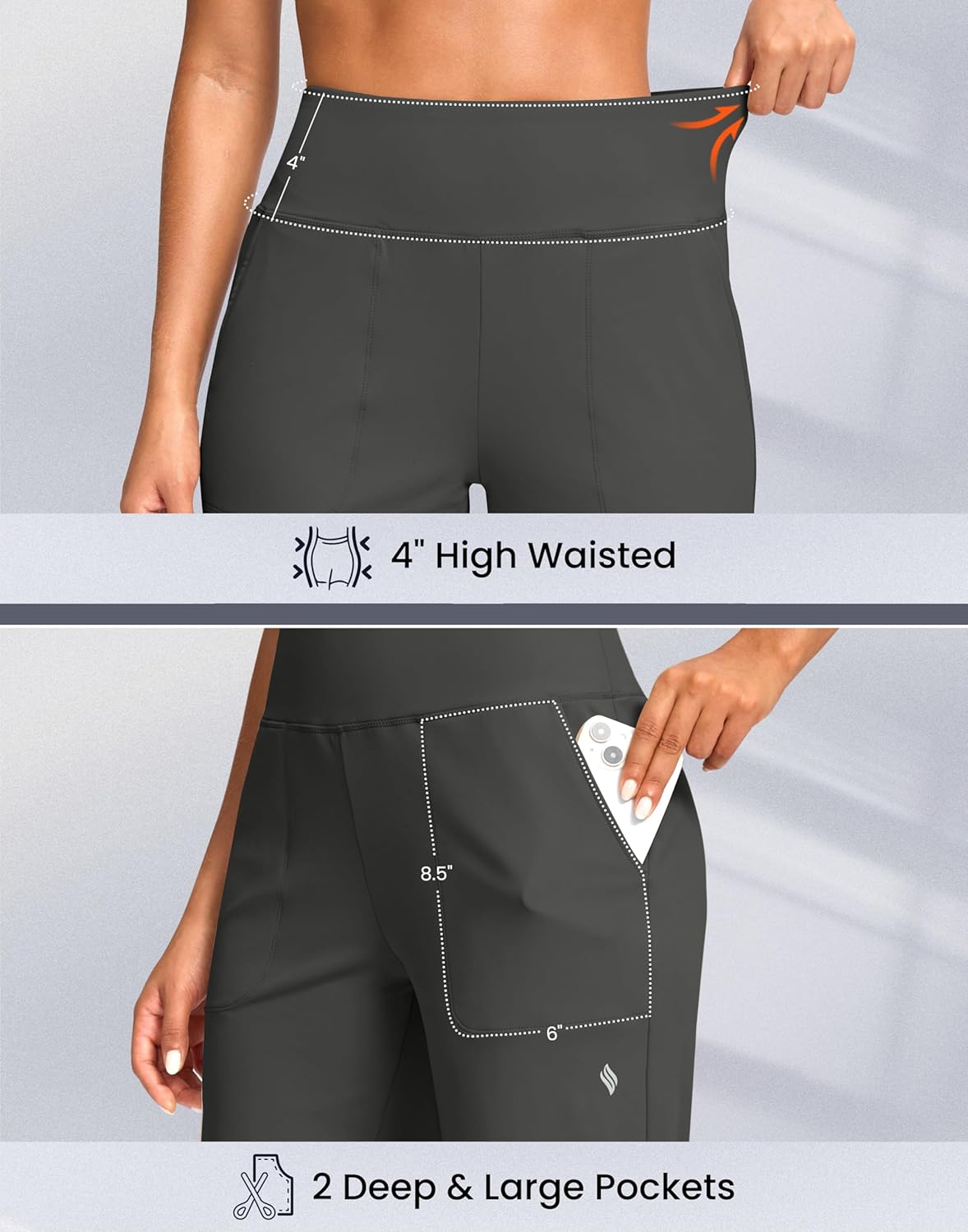 SANTINY 14" Shorts for Women Knee Length with Pockets High Waisted Stretch Long Bermuda Shorts for Summer Dressy Casual - Image 4