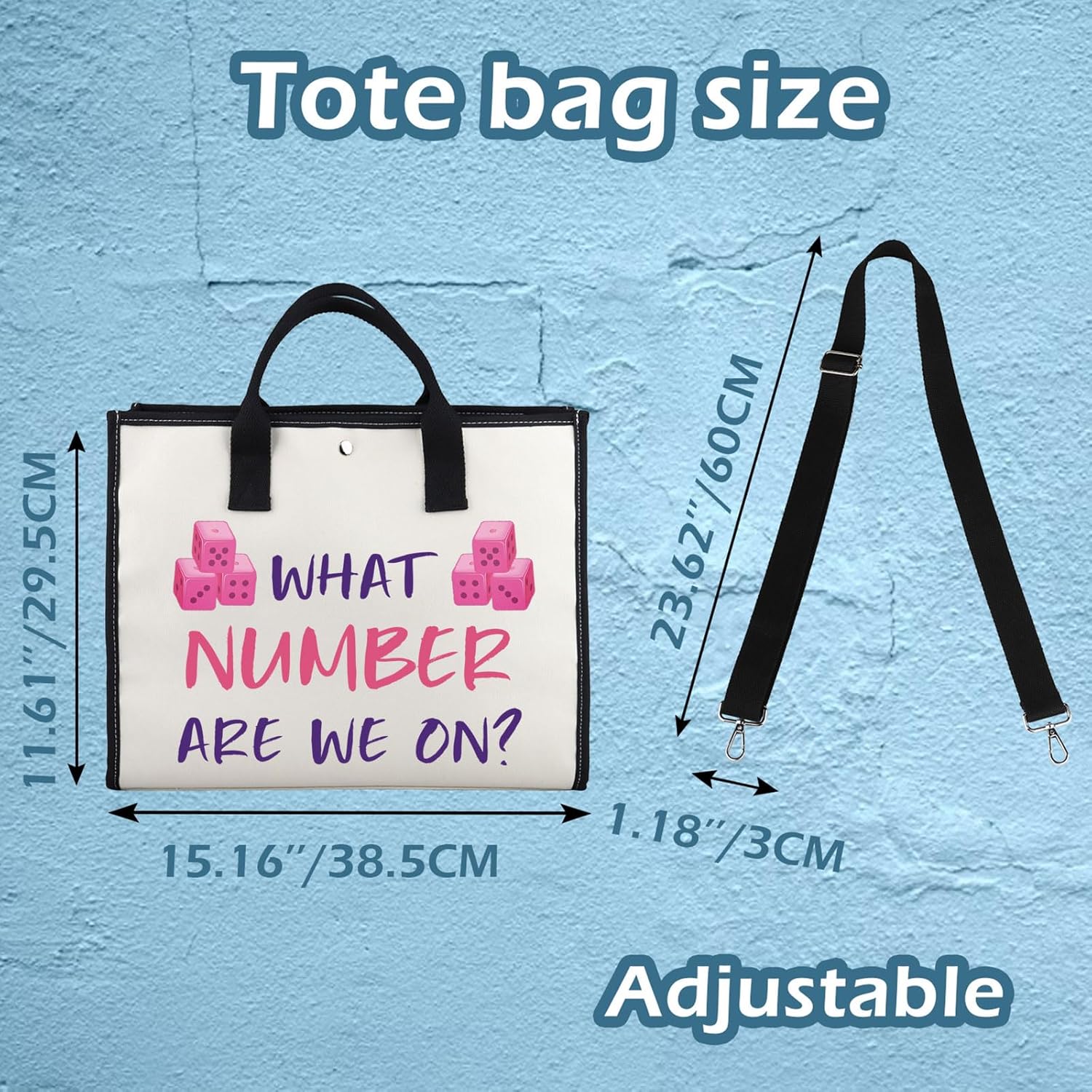 Dice Game Tote Bag Party Gift Zipper Pouch Dice Game Player Gift Tote Cosmetic Bag (WHAT NUMBER tote2)