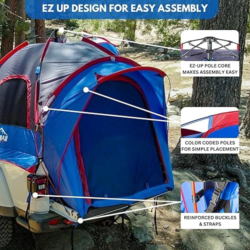 Miniatura 4 de Pittman - Truck Bed Tent with EZ-UP Design - Truck Tent for Camping - Includes Rain Fly, Extra Wide Entry, Oversize Air Mesh & Porch Cover - Premium