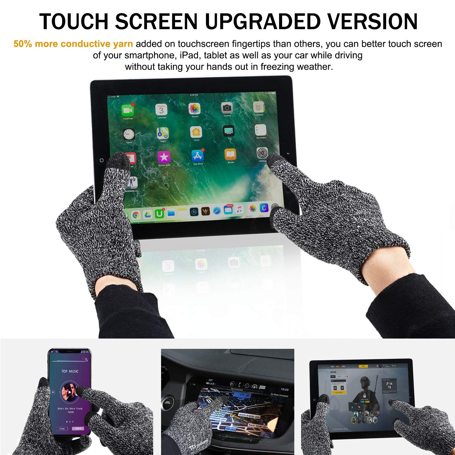 TRENDOUX Guanti invernali uomo donna - guanti touch screen - computer smartphone table lavoro invernali termici flessibili - caldi morbidi sportivi bici corsa antiscivolo ciclismo