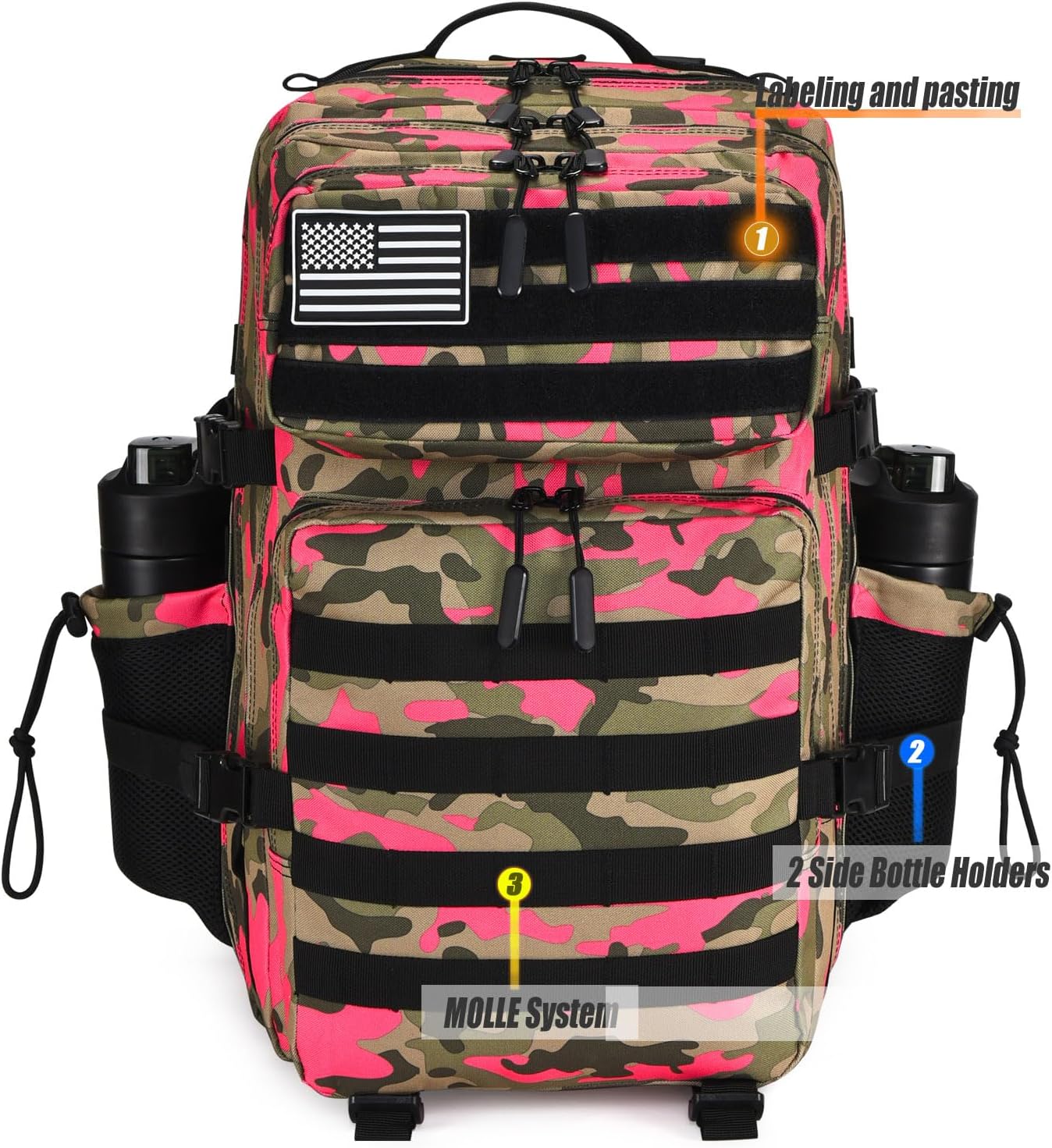 45L Tactical Backpack for Men Women, Military Assault Pack with MOLLE, Large 3 Day Bug Out Bag for Hiking Camping image 5