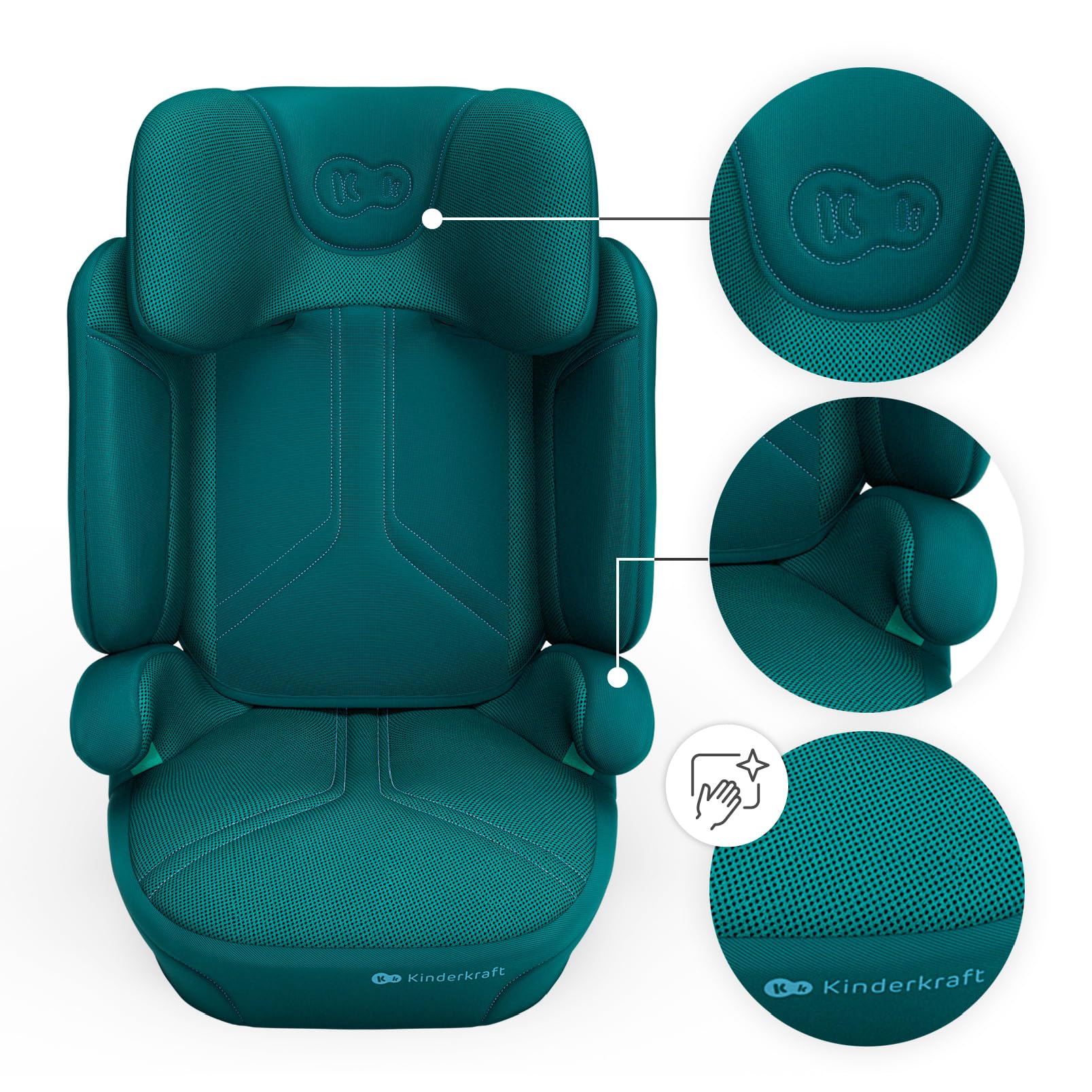 Kinderkraft XPAND 2 PRO siège-auto i-Size 100–150 cm, installation ISOFIX ou ceinture, réglable en hauteur et en largeur DUO EXPAND, appui-tête H-GUARD+ avec mousse à mémoire de forme, pliable, Vert