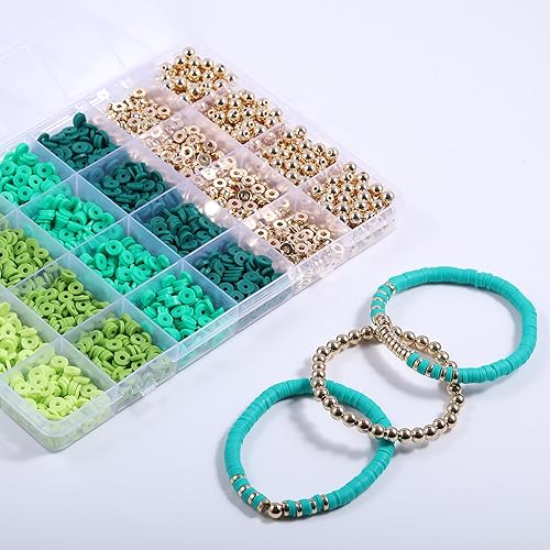 Miniatura 3 de Ahouws 3020 cuentas de arcilla para hacer pulseras, cuentas de arcilla de 4 colores para suministros de joyería, kit de pulsera de la amistad con