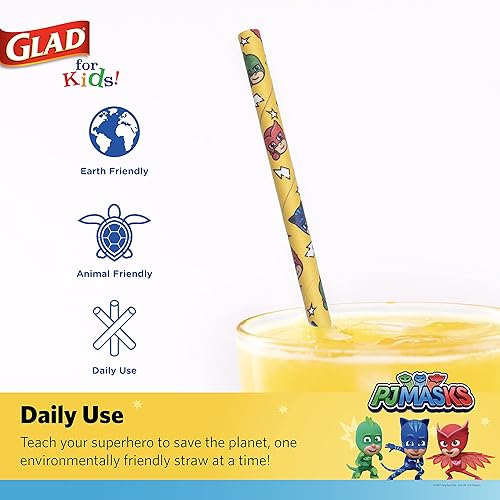 Miniatura 3 de Glad Pajitas de papel para niños, 50 unidades, pajitas de papel con diseño divertido para niños, pajitas de papel biodegradables resistentes,