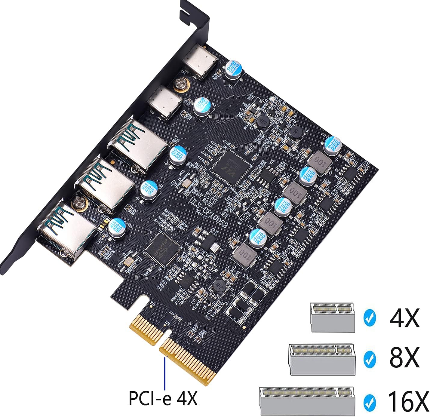 PCIe Gen3 x2 USB 3.2/3.1 Card - PCI Express to 5-Port[Type C (2), Type A (3) ] USB 3.2 HUB Internal Expansion Card Contronller Adapter PCI Express Card Desktop PC Support Multiple INs