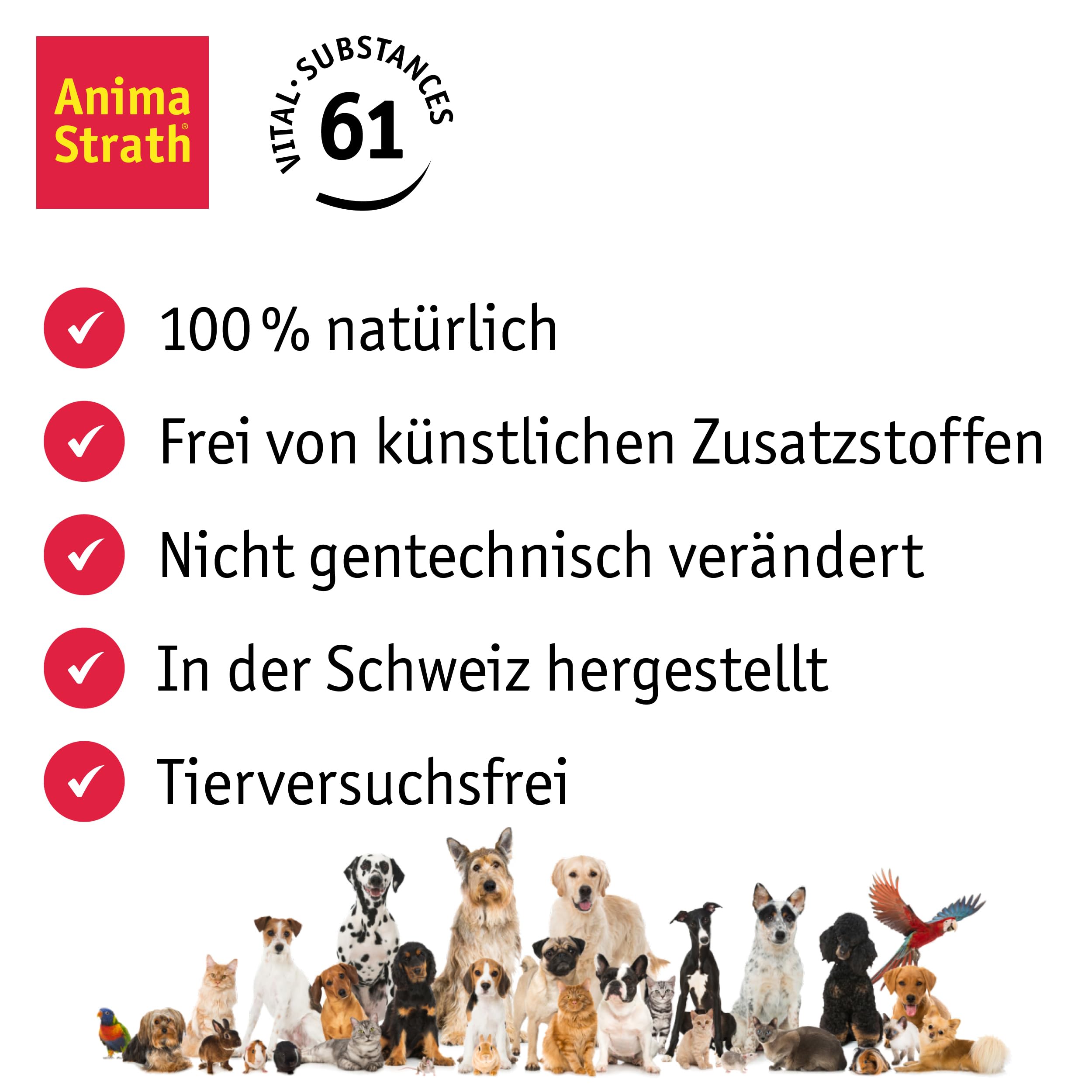 Anima-Strath Granulat - Natürliches Nahrungsergänzungsmittel für Hunde & Katzen | Immunsystem & Verdauungspflege, 61 Nährstoffen, Vitaminen, Mineralien, Aminosäuren & präbiotischen Qualitäten