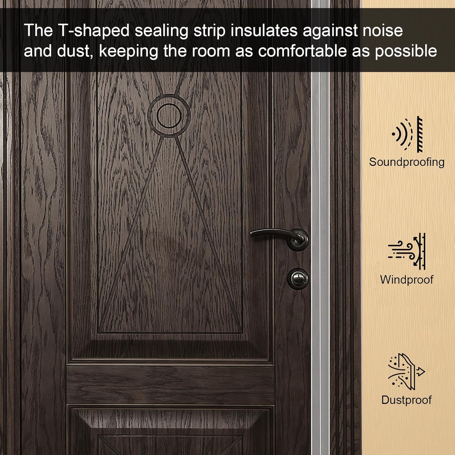 Storystore アップグレードT型ドアドラフトストッパー、1.97インチ x 42フィート ウェザーストリッピングシールストリ