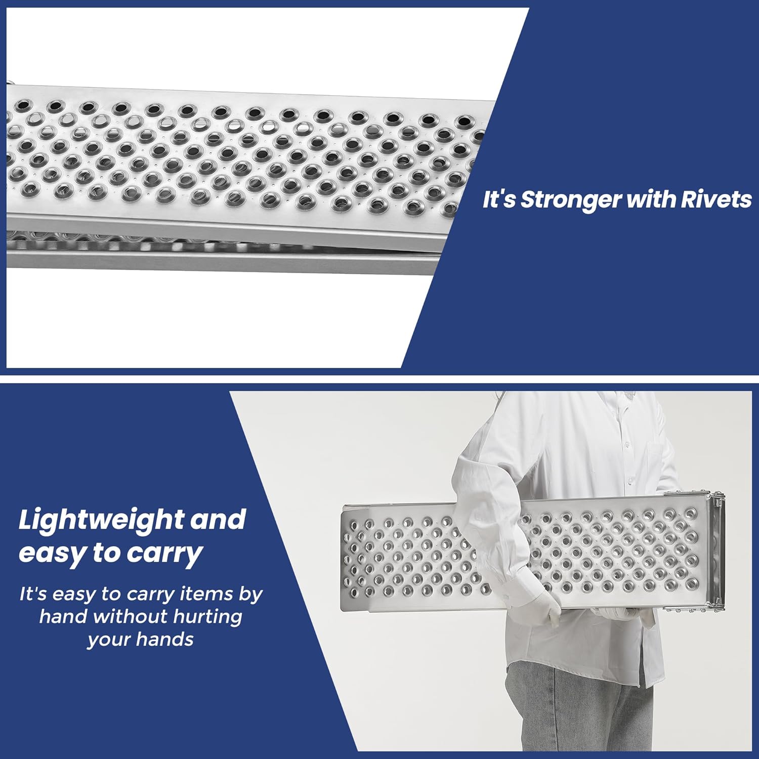 LEMNISCATE Loading Ramps, Portable Aluminum Ramps, 1500lbs Capacity per Pair, Truck Ramp for Lawn Mower, Motorcycles, Trailers, Dirt Bikes, Carts, 63''L x 8.5''W