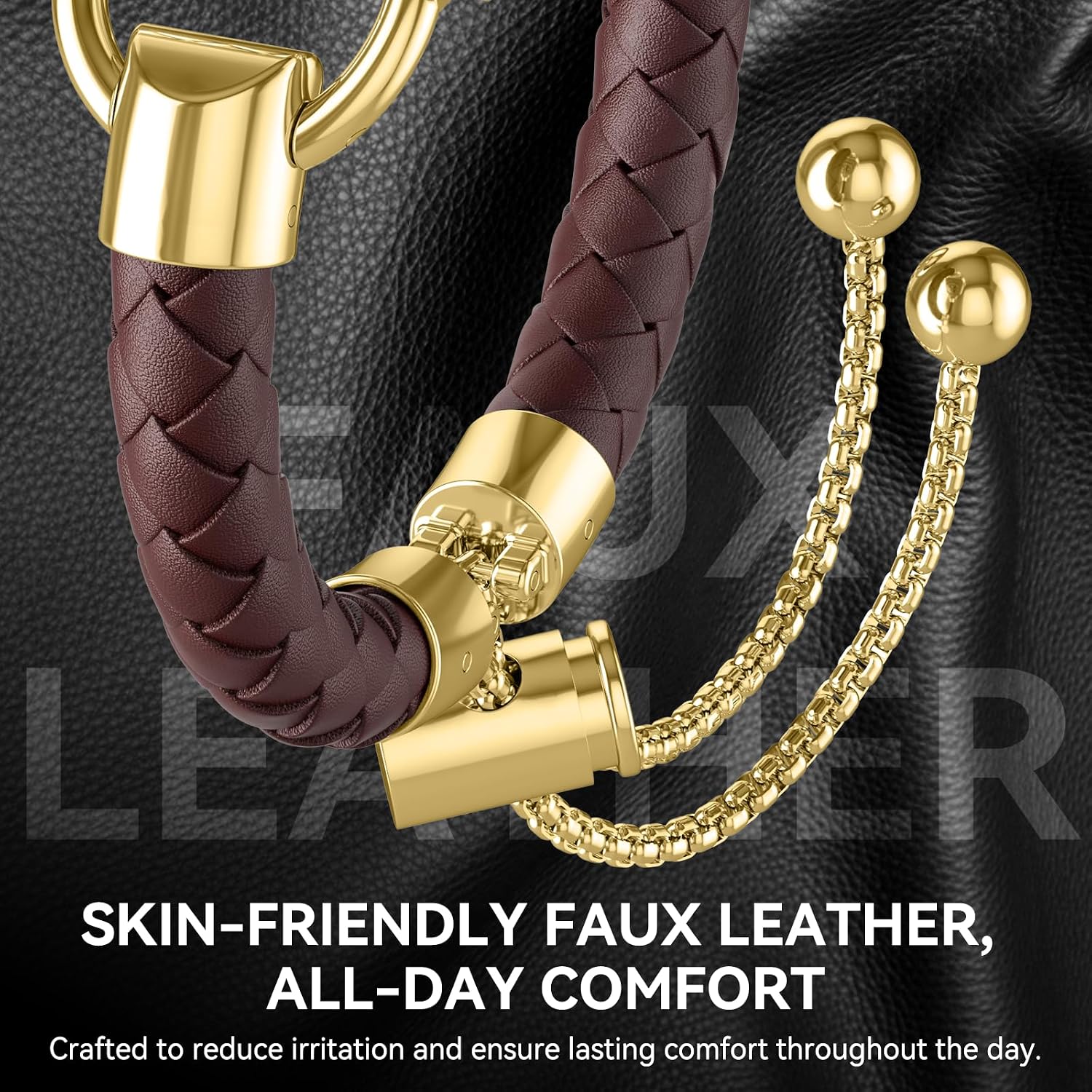 Leather and Metal Band Compatible with Apple Watch Bands for Women,Adjustable Designer Cute Stylish Strap for iWatch Series11/10/9/8/7/6/5/4/3/2/1/SE/Ultra image 3