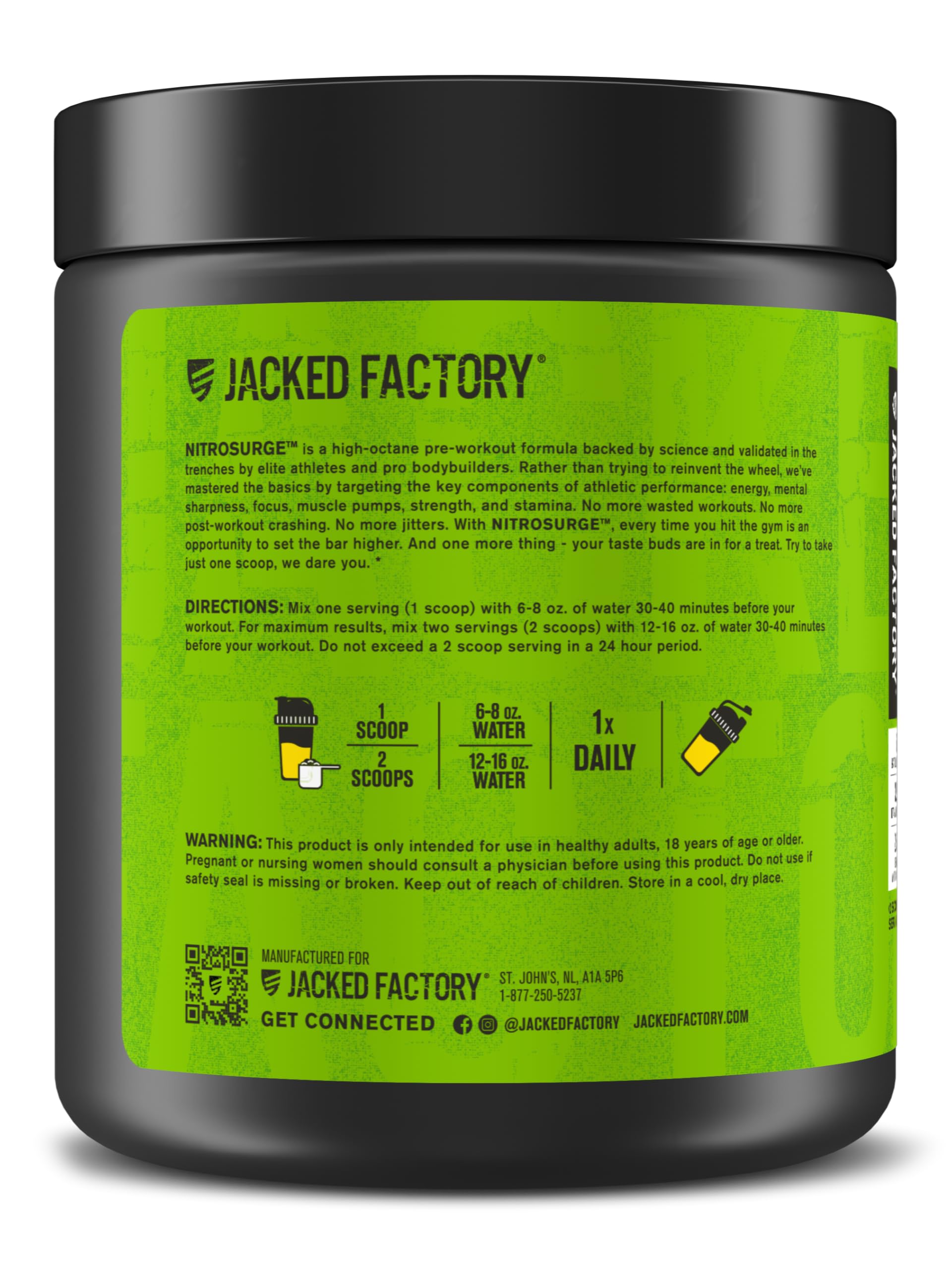 Jacked Factory NITROSURGE Pre Workout Supplement - Energy Booster, Instant Strength Gains, Clear Focus & Intense Pumps - NO Booster & Powerful Preworkout Energy Powder - 30 Servings, Pineapple Mango — Amazon image 7