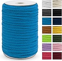 Vista 26 de JeogYong - Cuerda de macramé trenzada 5mm x 90m, cuerda de algodón trenzada de 8 hebras natural, cuerda de cordón de dibujo colorida para colgar