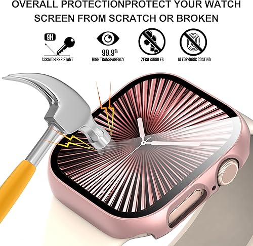 Vista 58 de Paquete de 2 fundas protectoras de pantalla de vidrio templado para Apple Watch Series 6/5/4/Series SE/SE 2/SE 3 de 1.575 pulgadas, funda protectora