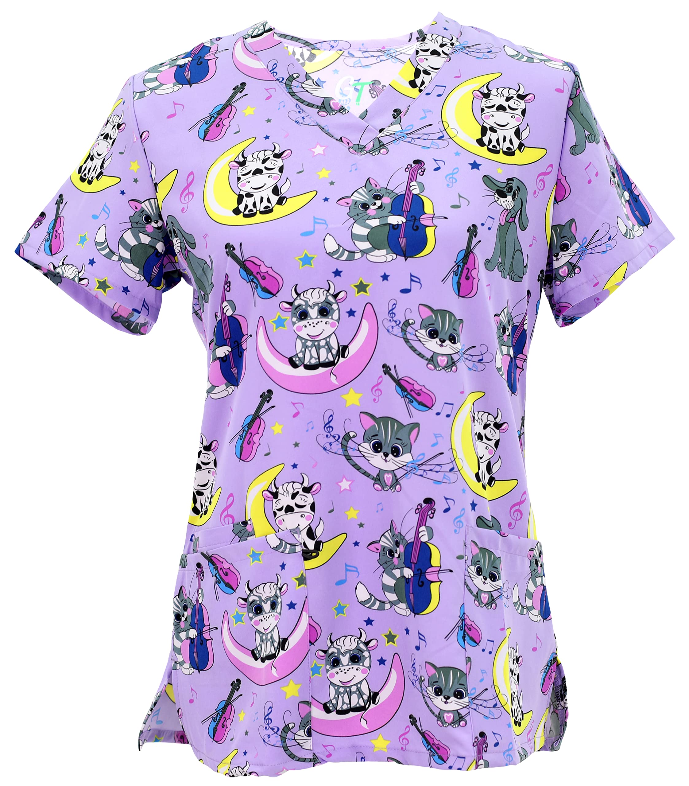 Green Town Women's Performance V-Neck Medical Scrub Stretch Tops