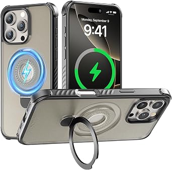 A2C One-Lock Ultra Safe iPhone 16 Pro Max Case Compatible with One-Lock Car/Bike/Motorcycle Mounts, Eco-Friendly 2X Thick Military-Grade Drop Protection, Stable & Secure Tea & Ring Kickstand