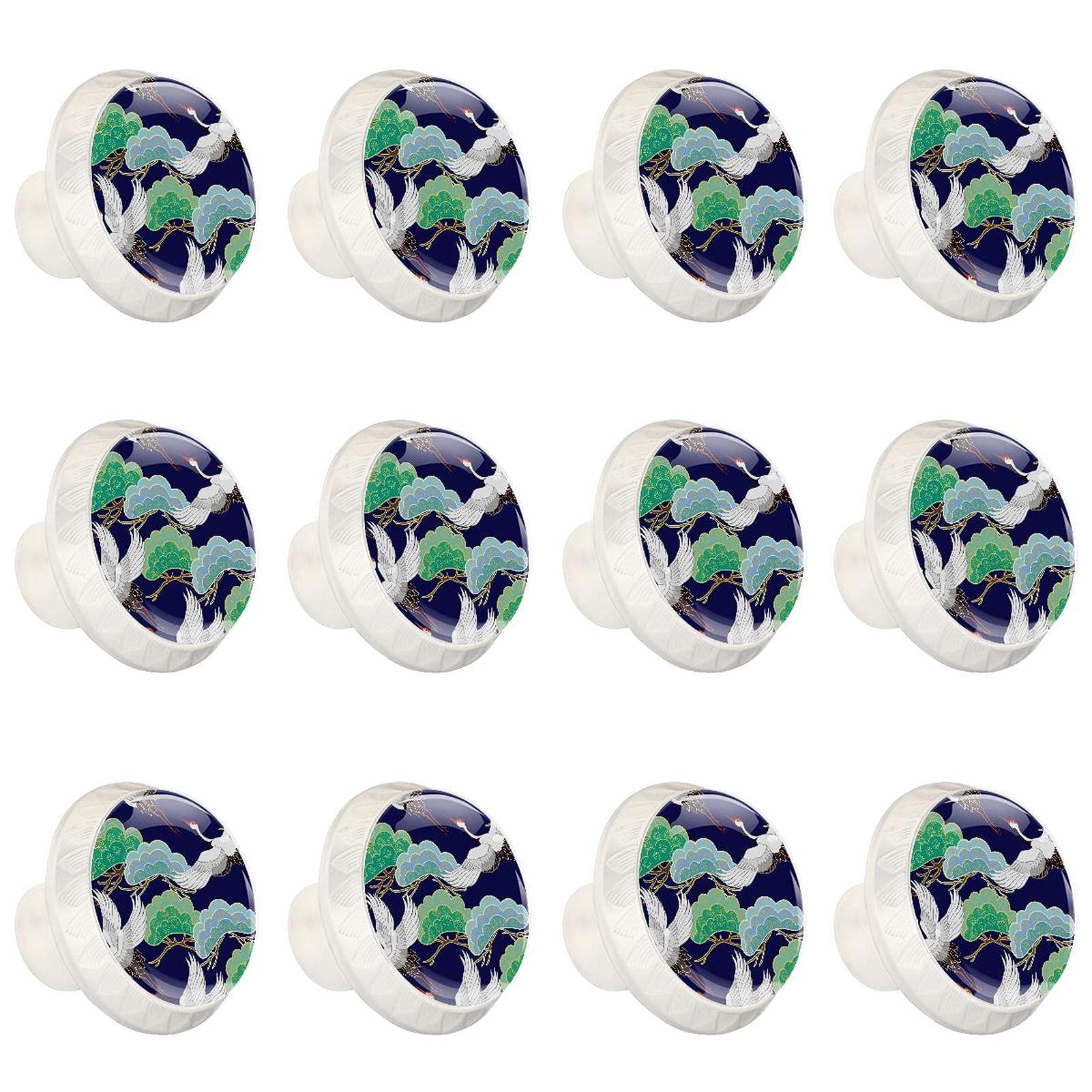 Boutons de meuble ronds grue volante bleu marine pour cuisine et commode lot de 12