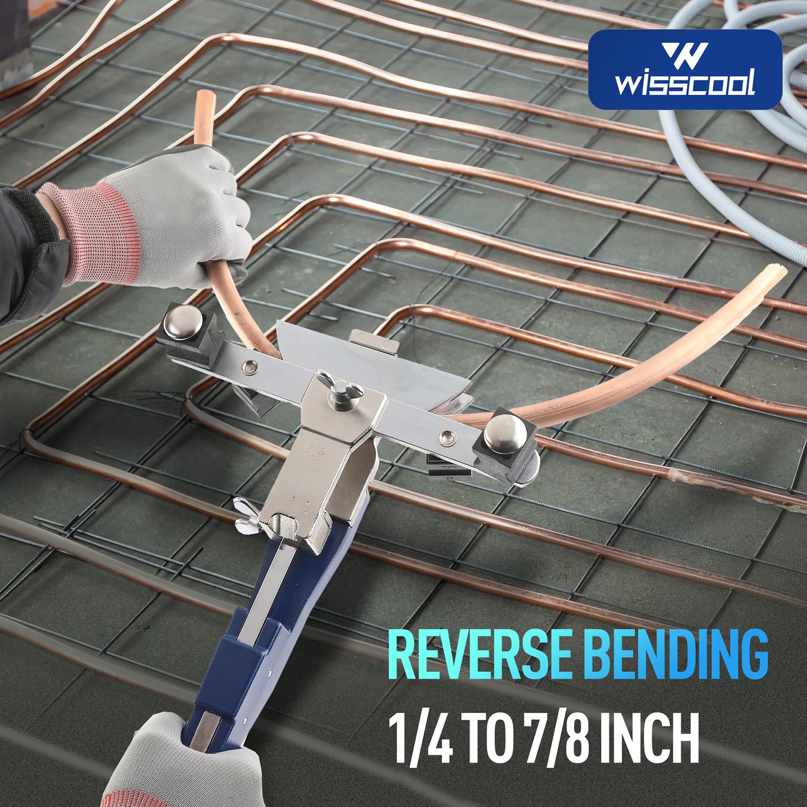Wisscool Dobladora de tubo de trinquete con curva inversa, incluye cabezales de aluminio 1/4-7/8 (7) tamaños