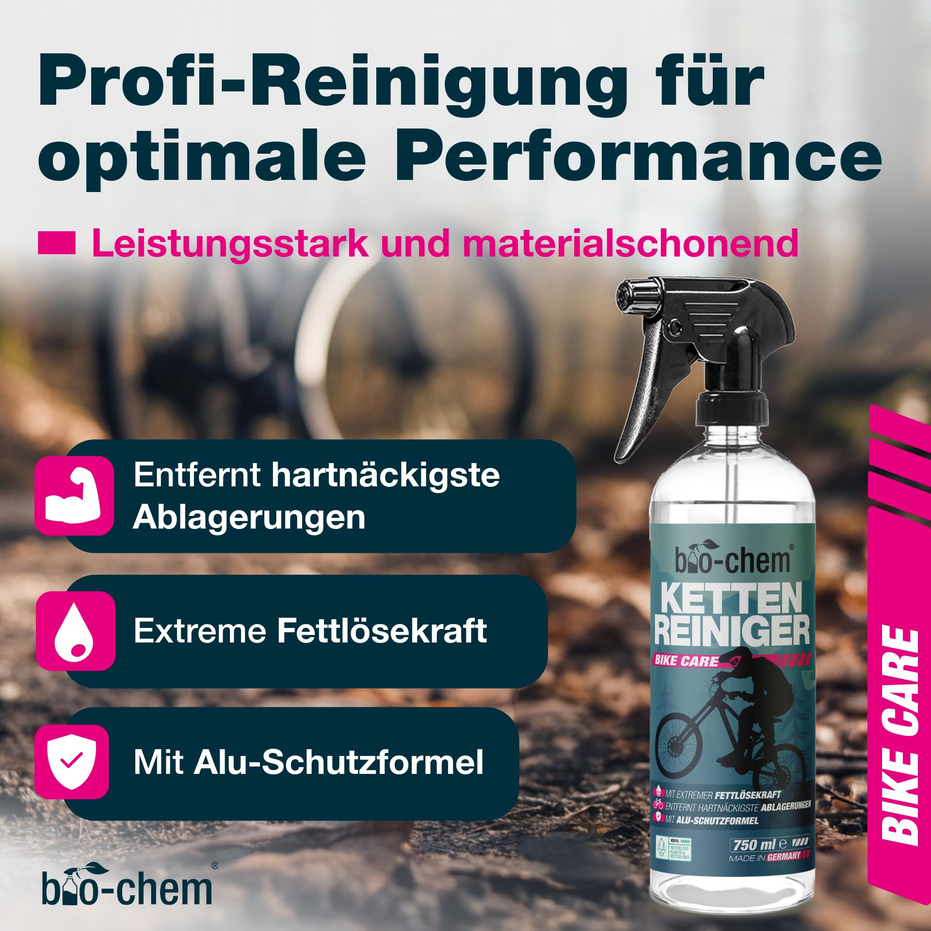 bio-chem Kettenreiniger Fahrrad Antriebsentfetter 1L | Für Fahrradkette, Kassette, Ritzel und Bremsbeläge | materialschonende Reinigung