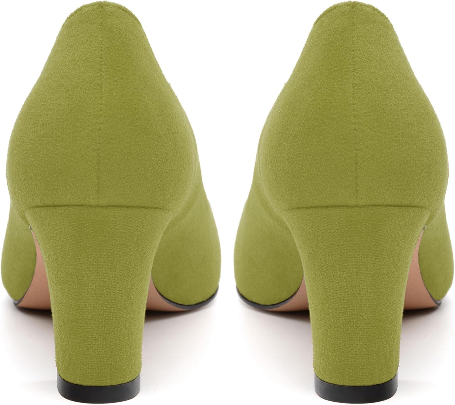 Women's Pumps, Pointed Closed Toe Fashion Chunky Heels, Slip On Mid Heel Shoes for Women