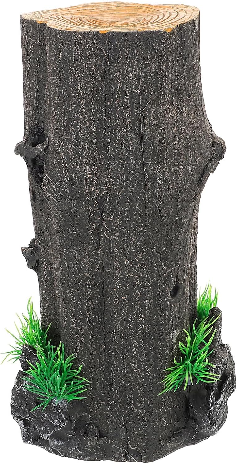 Hemobllo Realistic Aquarium Hollow Tree Trunk Decor Resin Fish Tank Log Shelter Turtle Habitat Reptile Terrarium Large Forest Stump for Freshwater Tanks