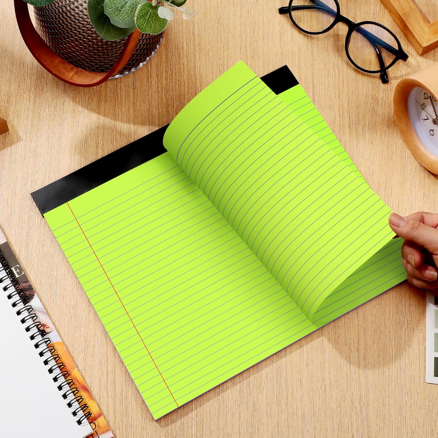 Jetec 6pcs Legal Pads Landscape Pad College Ruled 50 Sheets Pad Assorted Colors Writing Pads Horizontal Notebook for Work Office Travel Supplies (11" X 9.5",Fluorescent Colors) - Image 5