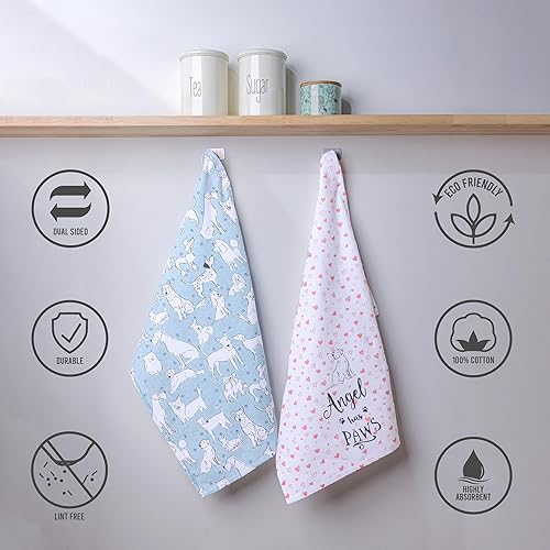 Miniatura 10 de FRENCH BREAD Juego de 2 toallas de cocina para uso diario, diseño de doble cara, altamente suaves y absorbentes, 100% algodón, sin pelusas,