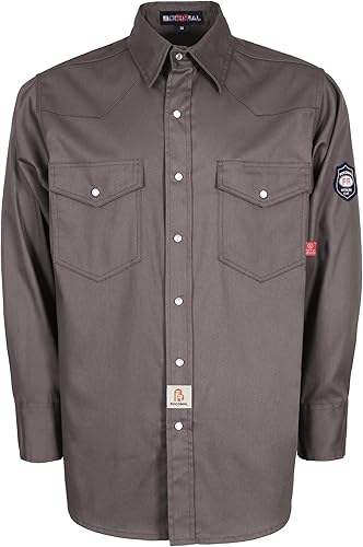 Miniatura 69 de BOCOMAL FR Shirts 6.25oz Camisas de soldadura ligeras Camiseta ignífuga para hombre ignífuga Rojo/Blanco,Gris,claro,Azul marino con broche