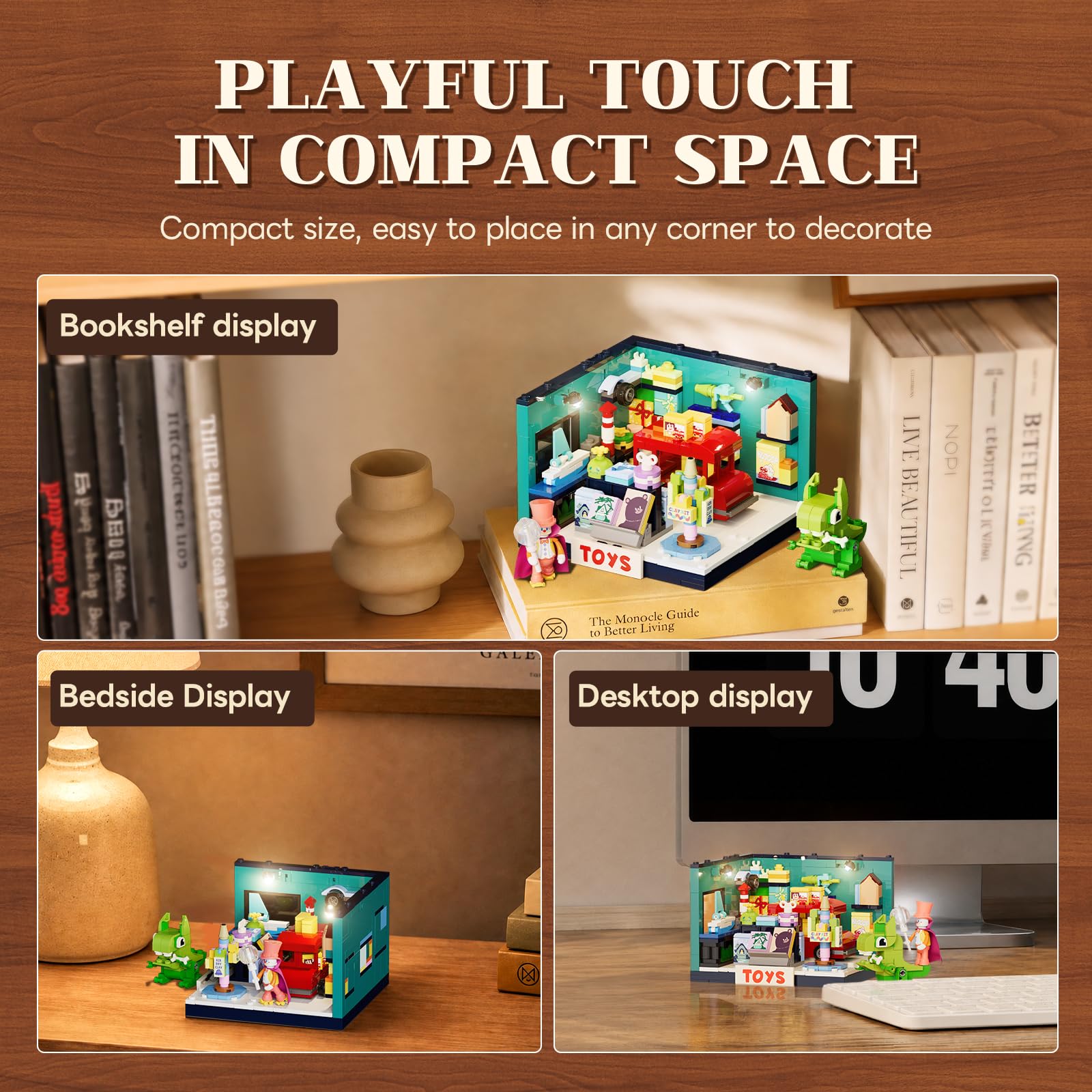 Lumibricks Negozio di giocattoli con illuminazione a LED, mini edificio modulare da costruire per adulti, kit di modellismo creativo da collezionare ed esporre, decorazione per scrivania e casa