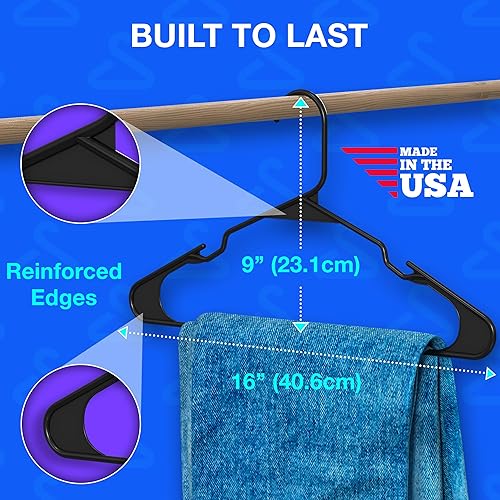 Miniatura 7 de Perchas para ropa paquete de 100 perchas de plástico para abrigos, camisas y pantalones - Perchas duraderas (100 unidades, color negro)