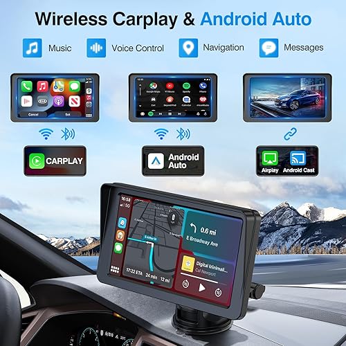 Miniatura 3 de HEI LIANG Estéreo de coche HD de doble DIN de 7 pulgadas, portátil inalámbrico Apple Carplay y Android Auto con control de voz, estéreo de pantalla