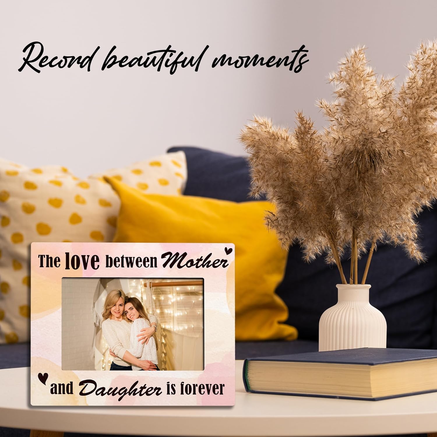 4 X 6 " Mom and Daughter Photo Frame - Love Between Mother and Daughter- Picture Frame With A Wood Stand Behind - Heartwarming Birthday Gift For Mon Mother's Day Gifts Home Office Tabletop Decor - E04 - Image 3