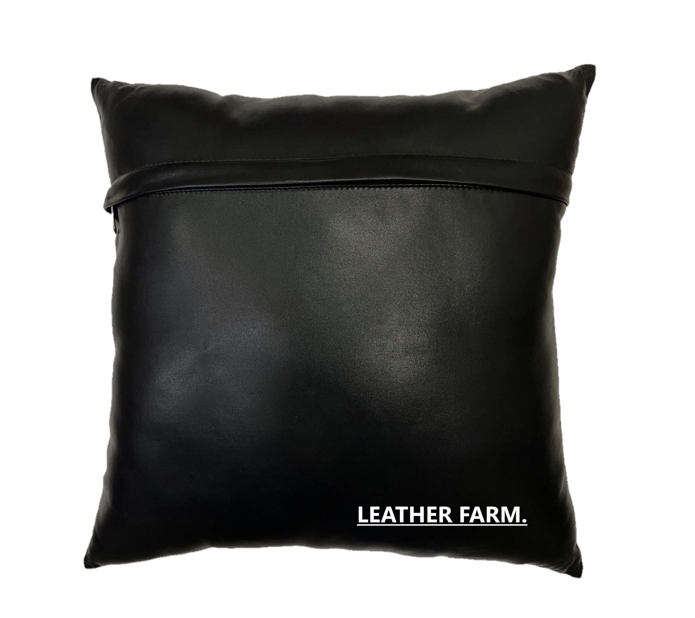 Funda de cojín de piel de cordero de ajedrez negro y rojo (45 x 45 cm)