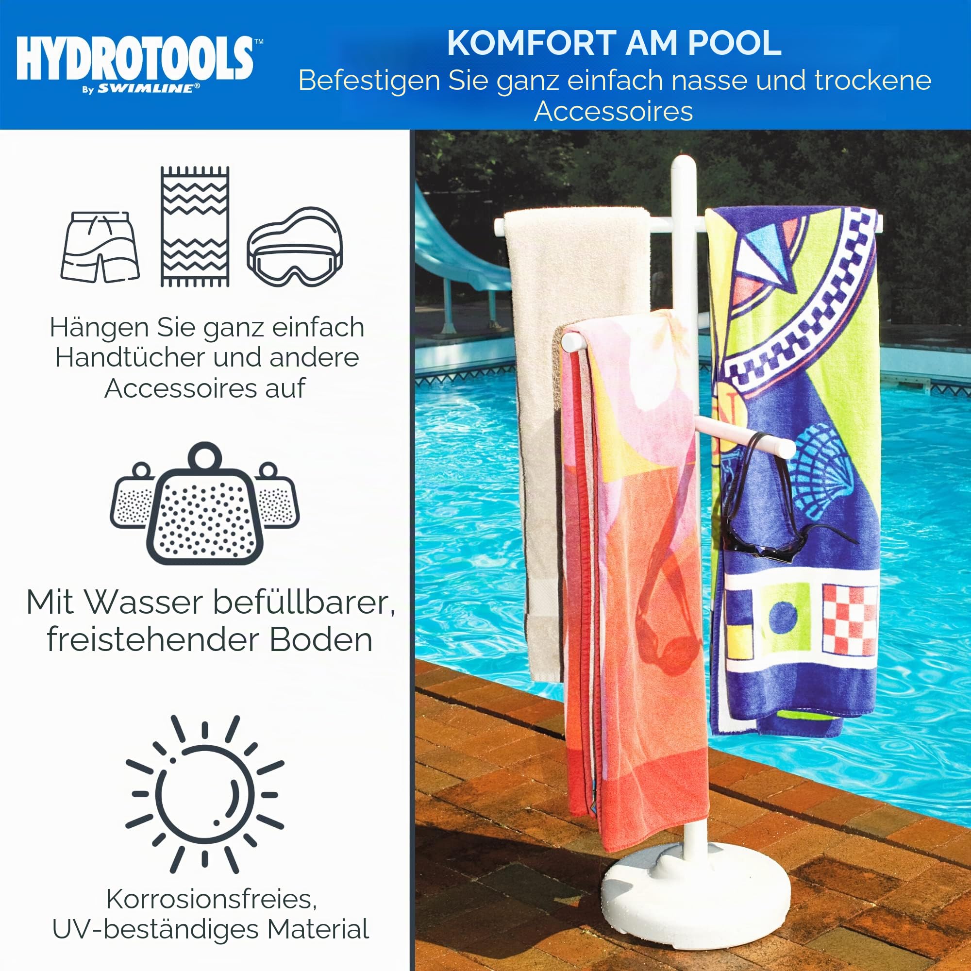 Swimline 89032 Poolside Handtuchhalter, Einheitsgröße, mehrfarbig