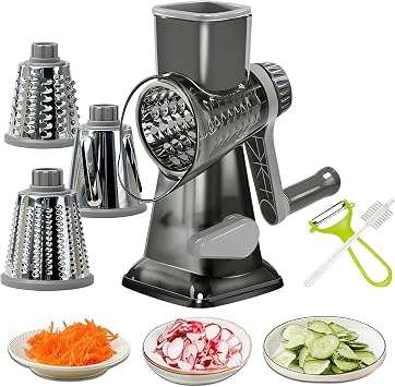 Dachenus Cheese Grater Rotary Cheese Grater,Versatile Cheese Shredder | Powerful suction cup base,Suitable for a wide range of ingredients,Safe hand-protection design,Detachable and easy to clean