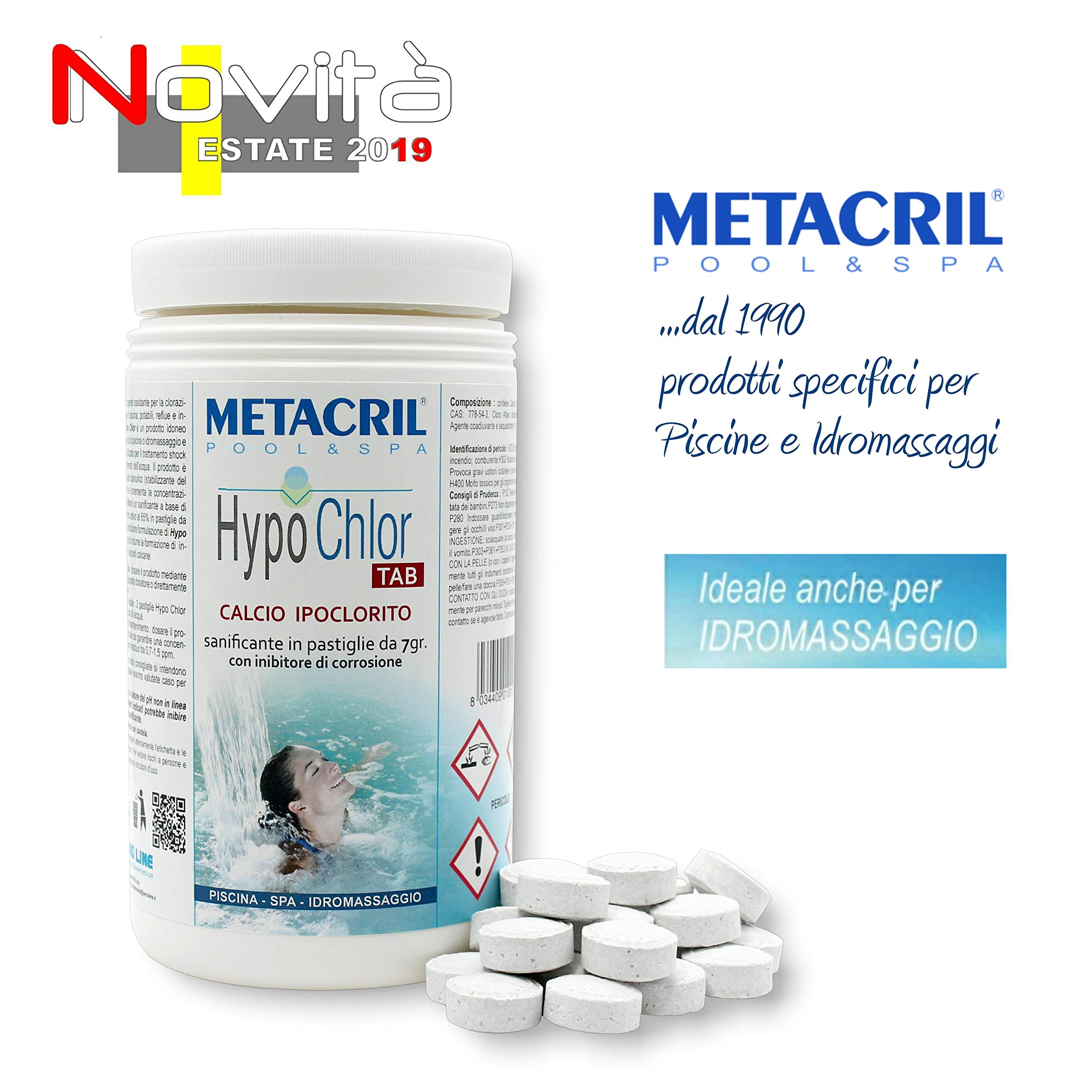 Metacril Easy Kit HypoChlor, Trattamento Completo per Piscina e Spa - 3 KG | Set di Prodotti per Piscina e Spa Idromassaggio di Tutte le Marche, a Base di Calcio Ipoclorito in Pastiglie da 7 gr