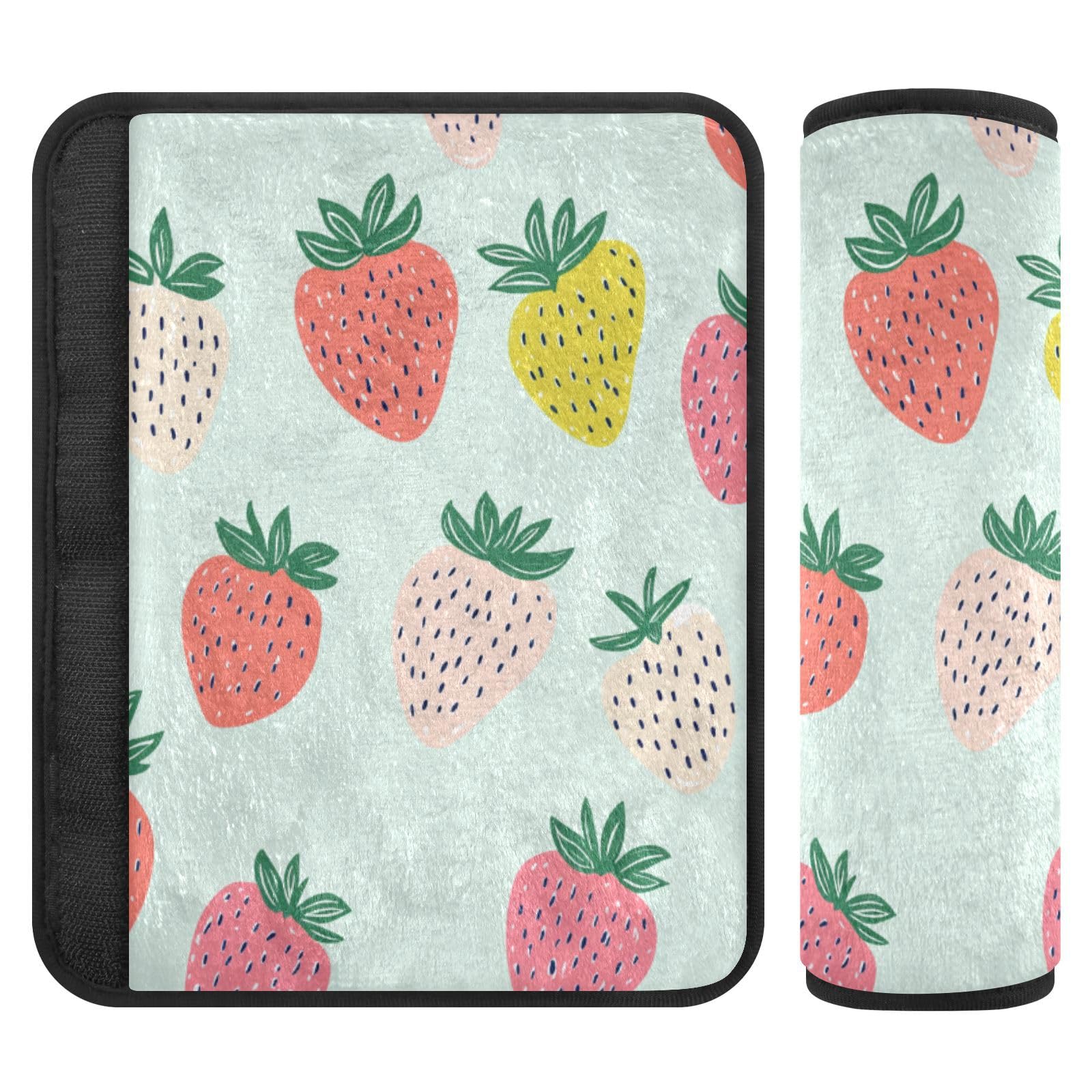 Seat Belt Covers 2 Pack Colorful Strawberries Car Seat Strap Covers Super Soft Car Seat Neck Cover for Boys Girls Adults Babies S