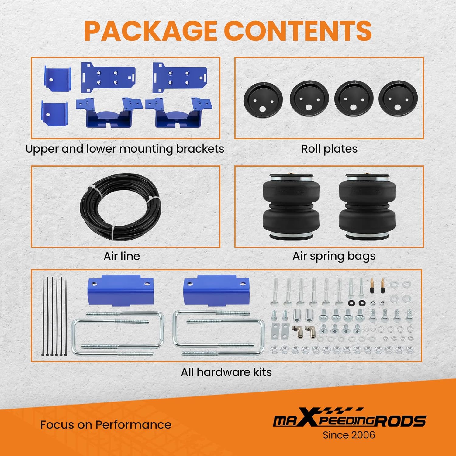 maXpeedingrods 5000 lbs Air Suspension Bags Kit for Chevrolet Silverado 1500 Trail Boss ZR2 and GMC Sierra 1500 AT4 AT4X 2019-2025 4WD only Air Helper Spring Kit